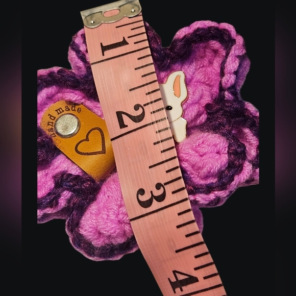 Handmade Crochet Floral Key chain Purple Dog Enamel Pin White Frenchie Puppy Pin - Picture 13 of 17